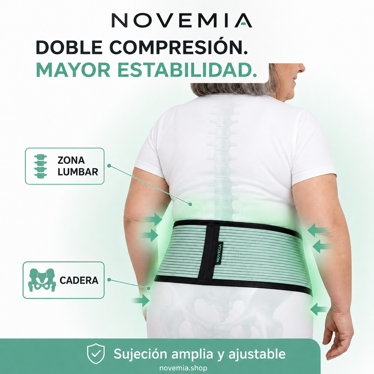 Faja Lumbar y Cadera de Doble Compresión Novemia® | Alivio del Dolor