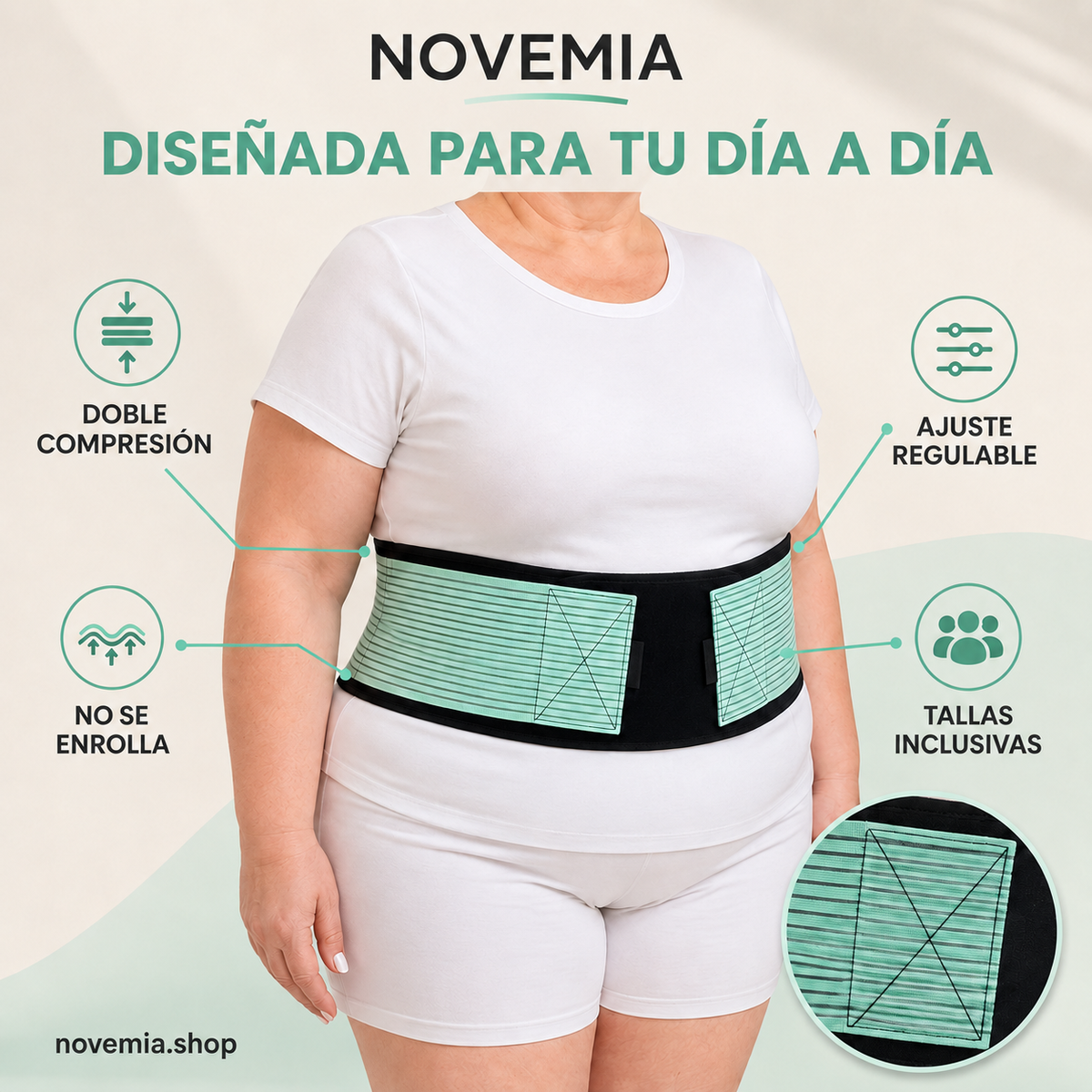 Faja Lumbar y Cadera de Doble Compresión Novemia® | Alivio del Dolor