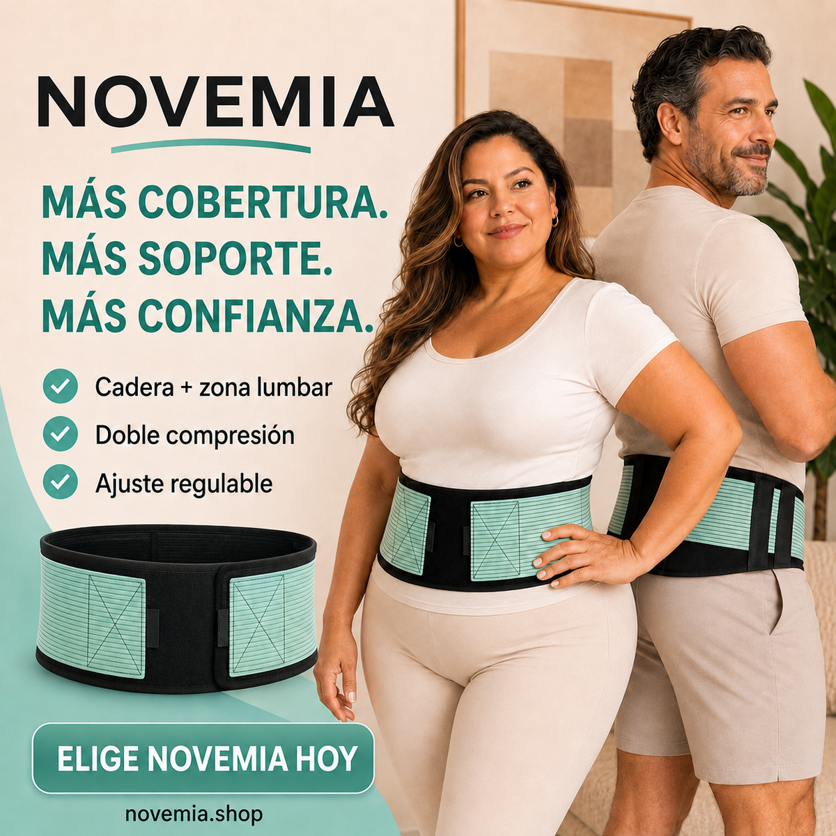 Faja Lumbar y Cadera de Doble Compresión Novemia® | Alivio del Dolor